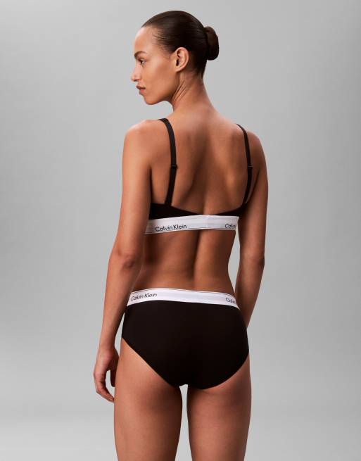 Calvin Klein - Icon Cotton Modal - Brassière légèrement doublée à encolure dégagée - Noir, 4 de 4