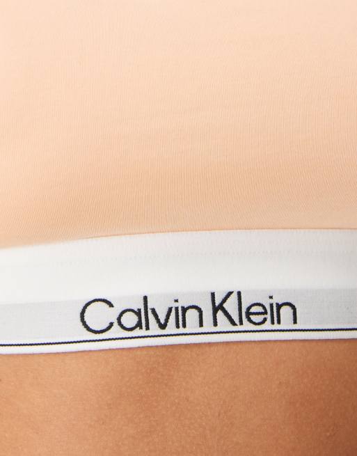 Calvin Klein - Icon Cotton Modal - Brassière sfoderata color pesca in cotone e modal con icona, 3 di 4