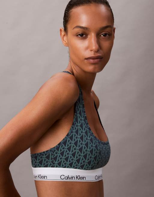 Calvin Klein – Icon Cotton Modal – Bustier in Blau mit Emblem-Muster, 4 von 4