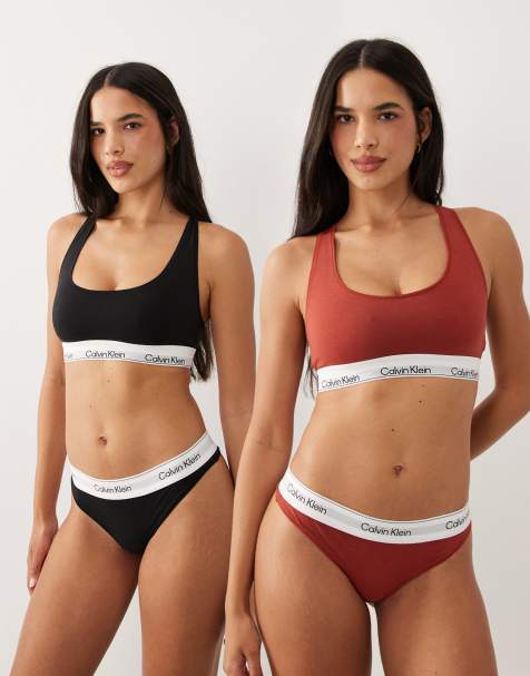 Calvin Klein - Icon Cotton Modal - Confezione da 2 bralette nera e rossa - view 1