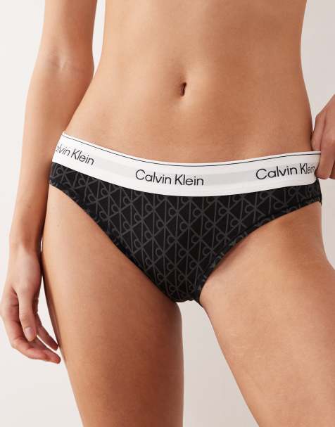 Calvin Klein - Icon Cotton Modal - Grå bikinitrusser med emblem-print - view 1