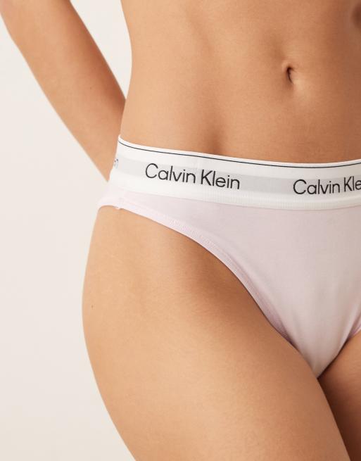 Calvin Klein Icon Cotton Modal high leg tanga in light pink, 2 of 4