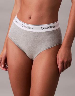 Calvin Klein Icon Cotton Modal High Waist Bikini Briefs In Gray