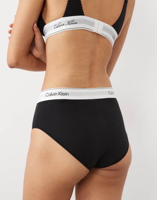 Calvin Klein Icon Cotton Modal high waist hipster pants in black, 4 of 4