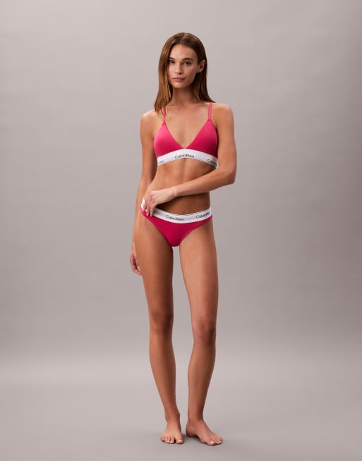 Calvin Klein – Icon Cotton Modal – Leicht gefütterter Triangel-BH in leuchtendem Pink, 4 von 4