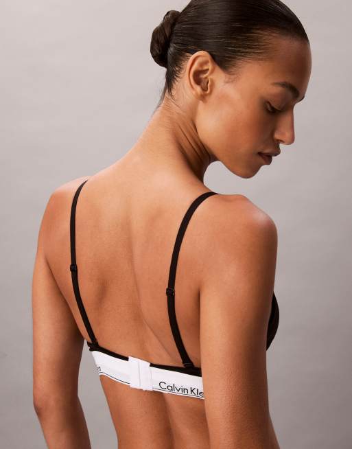 Calvin Klein – Icon Cotton Modal – Leicht gefütterter Triangel-BH in Schwarz für nach der OP, 2 von 4