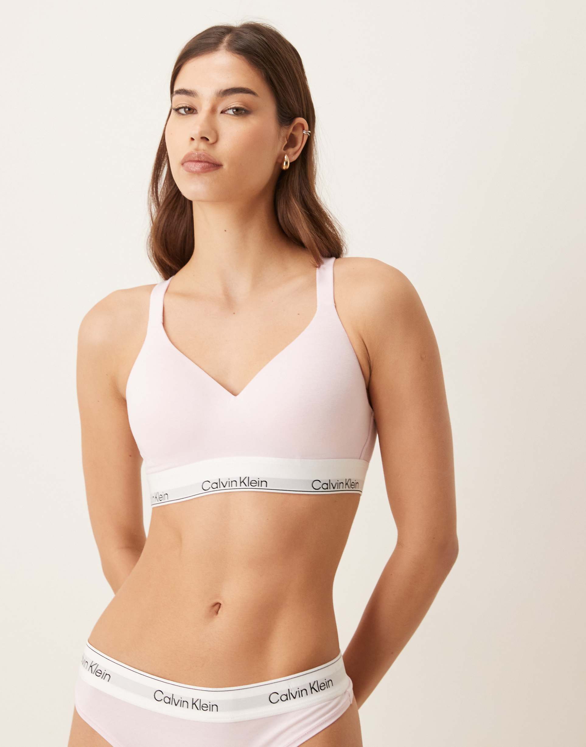 calvin klein icon cotton modal lift bralette in light pink