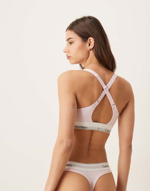 Calvin Klein Icon Cotton Modal lift bralette in light pink, 3 of 4