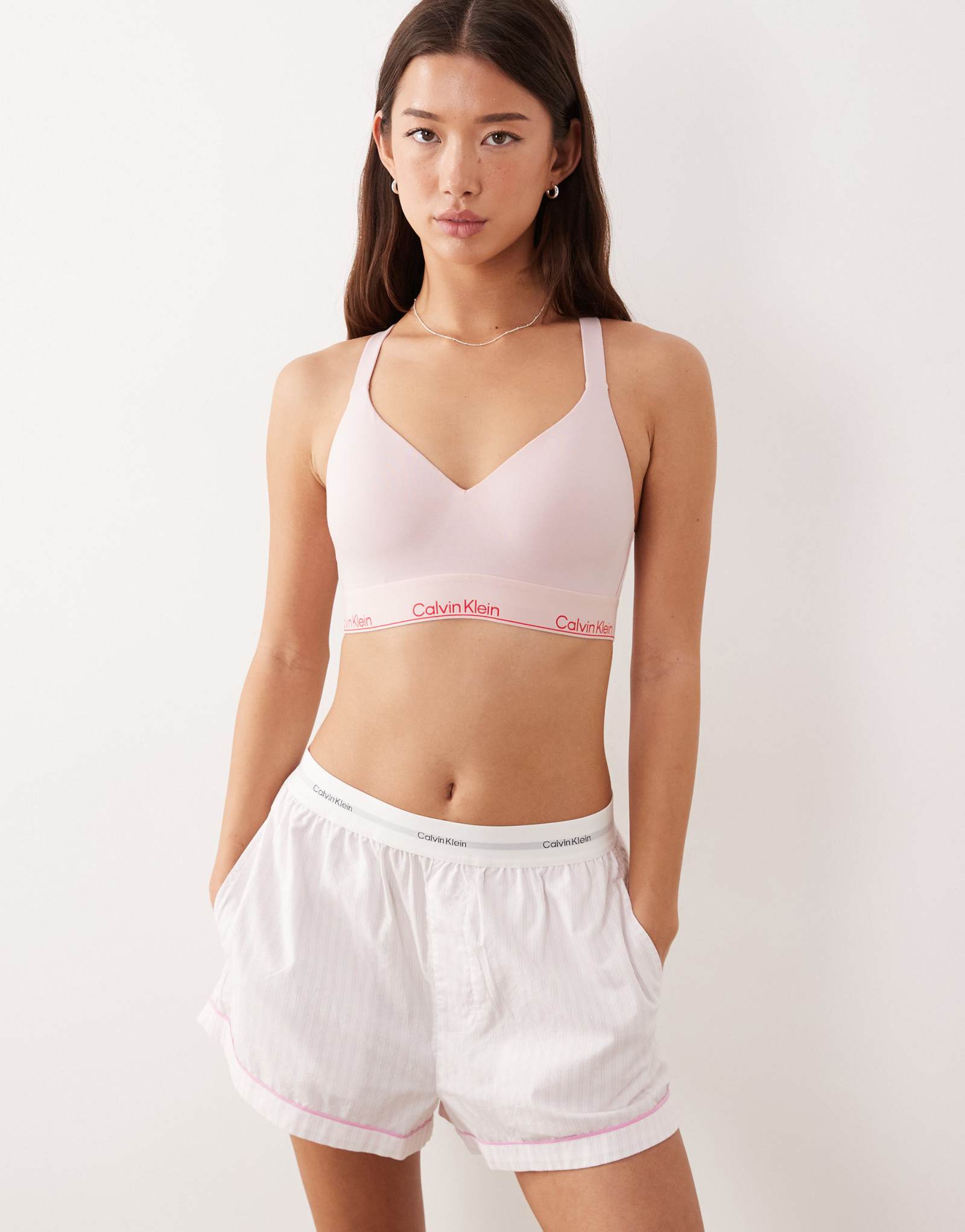 Лифтинг-бюстгальтер Calvin Klein Icon из хлопка и модала бледно-розового цвета