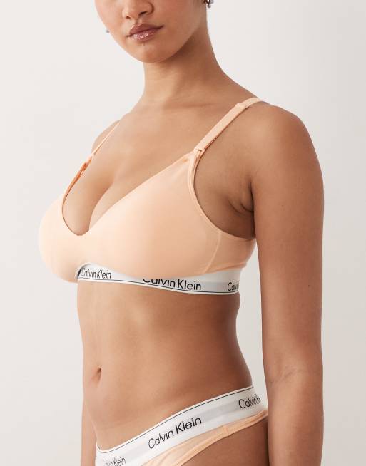 Calvin Klein Icon Cotton Modal lightly lined maternity bra in peach, 4 of 4