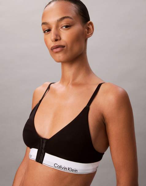 Calvin Klein Icon cotton modal lightly lined post surgery triangle bra in black - view 1