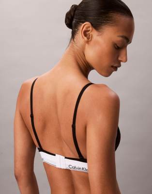 Calvin Klein Icon Cotton Modal Lightly Lined Post Surgery Triangle Bra In Black