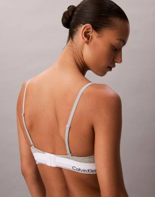 Calvin Klein Icon Cotton Modal Lightly Lined Post Surgery Triangle Bra In Gray