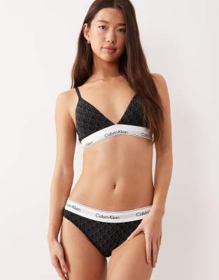 Calvin Klein Icon Cotton Modal Lightly Lined Triangle Bra In Black