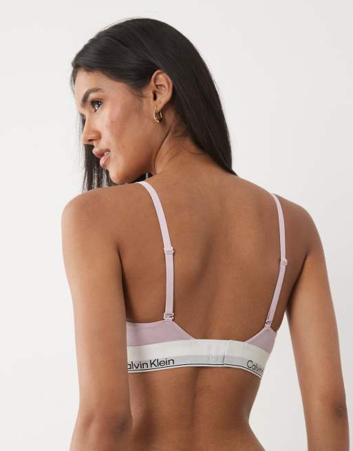 Calvin Klein Icon Cotton Modal lightly lined triangle bra in light pink, 3 of 4