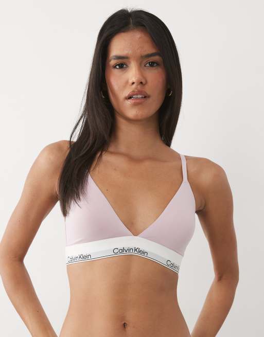 Calvin Klein Icon Cotton Modal lightly lined triangle bra in light pink, 4 of 4