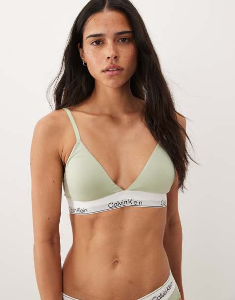 Calvin Klein Icon Cotton Modal lightly lined triangle bra in pale mint - view 1
