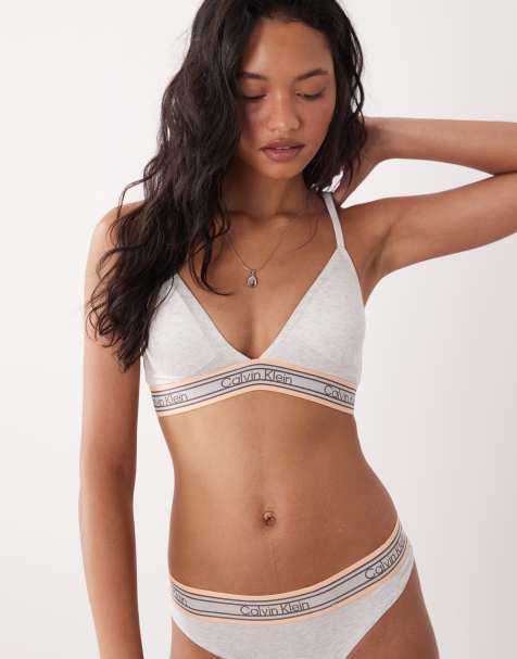 Calvin Klein Icon Cotton Modal lightly lined triangle bra in white - view 1