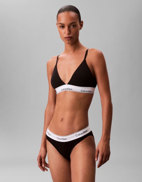 Calvin Klein Icon Cotton Modal lightly lined triangle bralette in black - view 1
