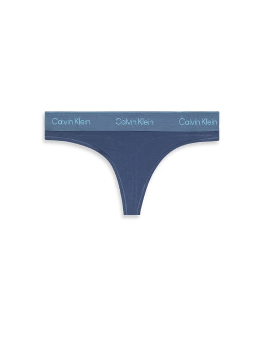 Calvin Klein Icon cotton-modal lingerie thong in dark blue, 4 of 4