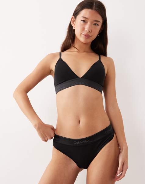 Calvin Klein Icon Cotton Modal lingerie thong in satin black - view 1