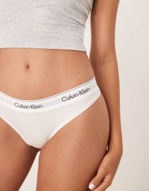 Calvin Klein Icon Cotton Modal lingerie thong in white, 2 of 4