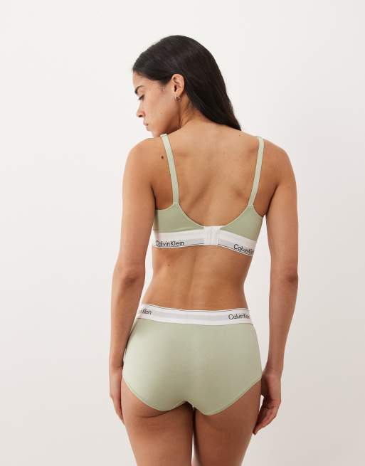 Calvin Klein Icon Cotton Modal maternity lightly lined triangle bra in pale mint , 3 of 4