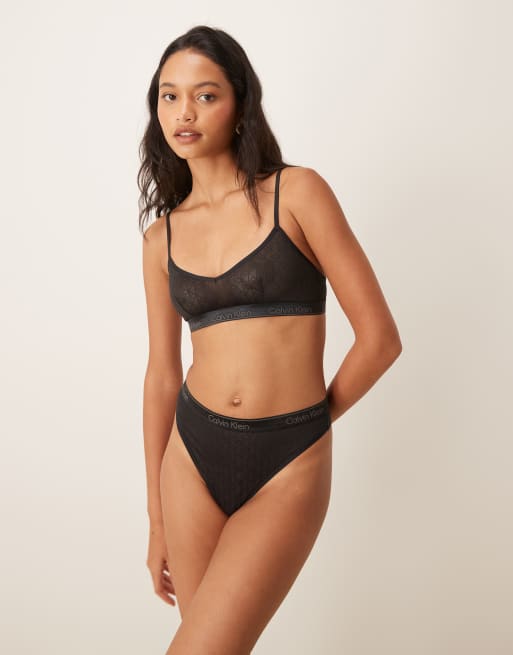Calvin Klein – Icon Cotton Modal – Netzstoff-Tanga in Schwarz mit Monogramm-Logo, 4 von 4