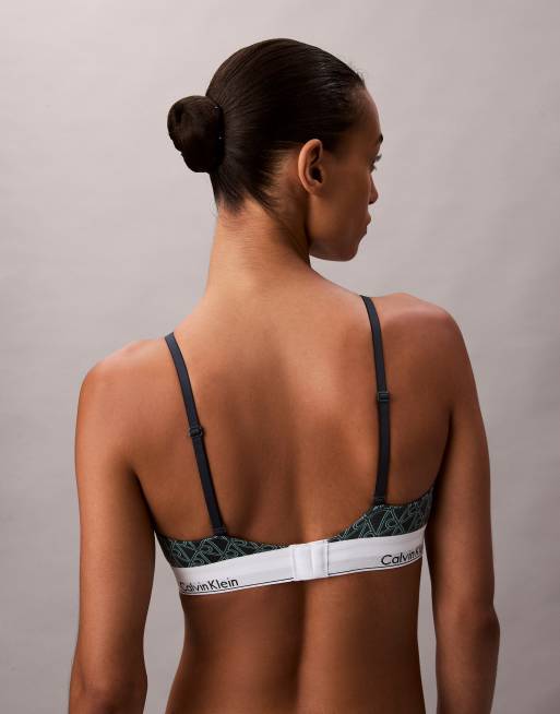 Calvin Klein - Icon Cotton Modal - Reggiseno a triangolo in cotone e modal leggermente foderato blu stampato, 2 di 4