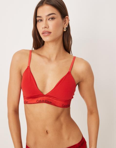 Calvin Klein - Icon Cotton Modal - Reggiseno a triangolo leggermente foderato in raso rosso - view 1