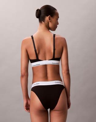 Calvin Klein Icon Cotton Modal Scoop Back Unlined Bralette In Black