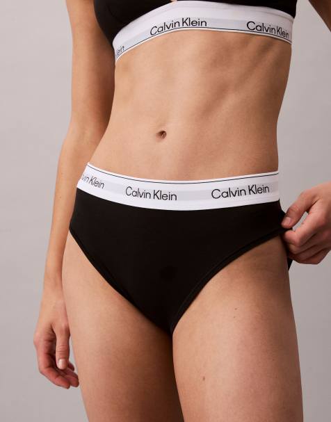 Calvin Klein - Icon Cotton Modal - Slip bikini neri a vita alta in cotone e modal - view 1