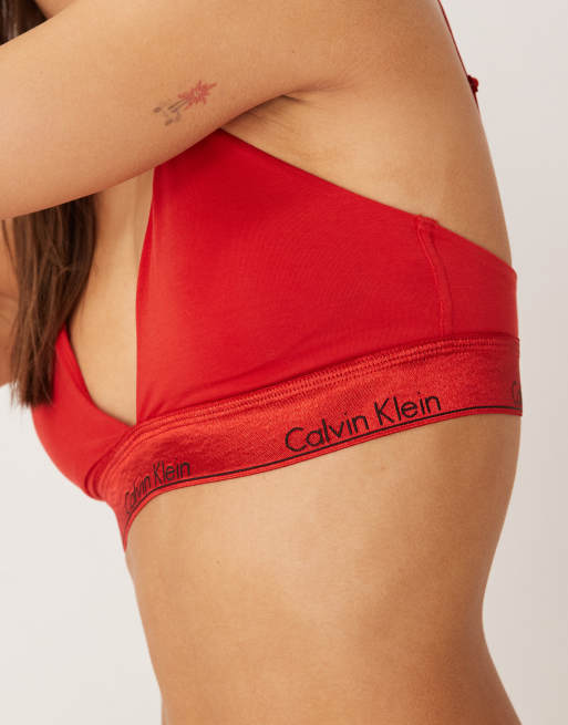 Calvin klein - Icon Cotton Modal - Soutien-gorge triangle légèrement doublé - Rouge satiné, 3 de 4