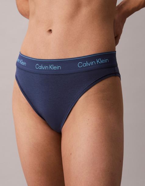 Calvin Klein Icon Cotton Modal tanga thong in dark blue - view 1