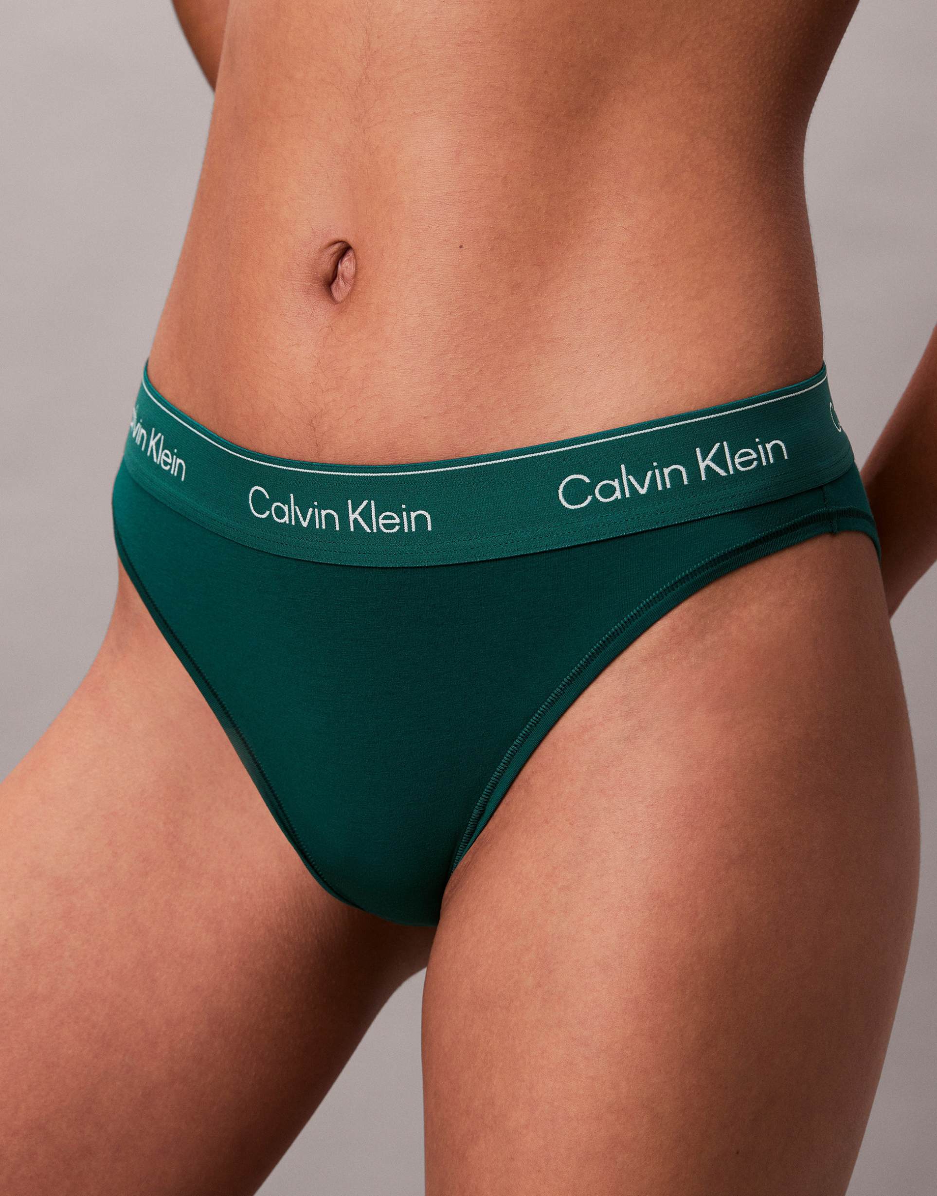 calvin klein icon cotton modal tanga thong in forest green