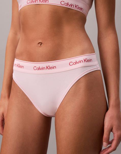 Calvin Klein Icon Cotton Modal tanga thong in pale pink - view 1