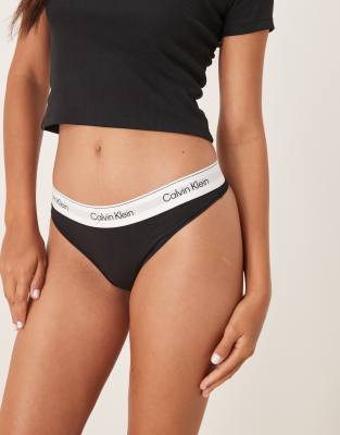 Calvin Klein Icon Cotton Modal Thong In Black