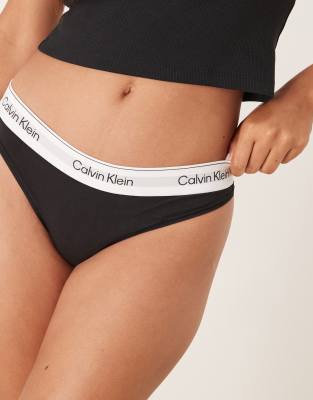Calvin Klein Icon Cotton Modal Thong In Black