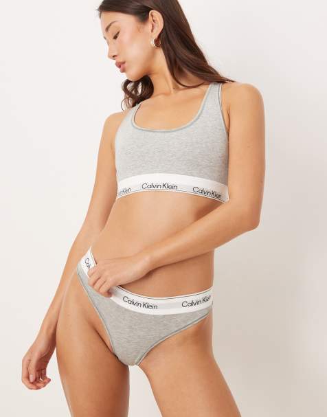 Calvin Klein Icon Cotton Modal thong in grey - view 1
