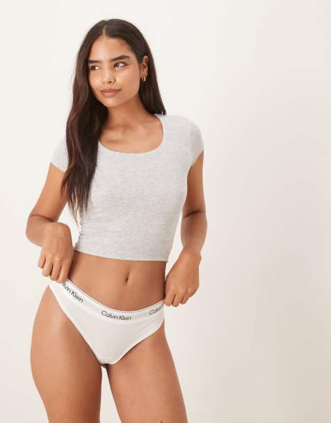Calvin Klein Icon Cotton Modal thong in white - view 1