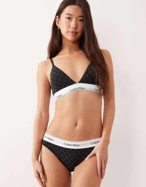 Calvin Klein - Icon Cotton Modal - Trekants-BH med let vattering og gråt emblemprint, 2 af 4