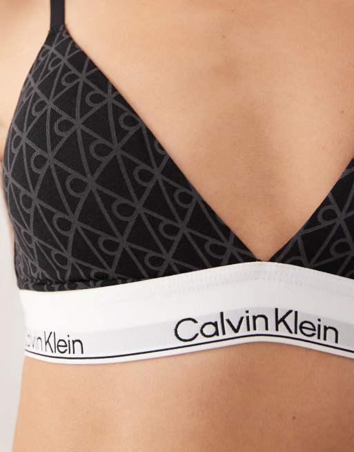 Calvin Klein - Icon Cotton Modal - Trekants-BH med let vattering og gråt emblemprint, 3 af 4