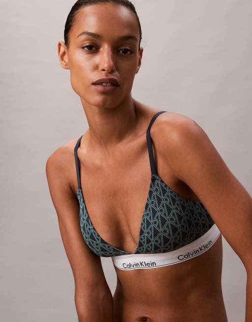 Calvin Klein - Icon Cotton Modal - Trekantsbralette med let for og blåt emblemprint, 4 af 4