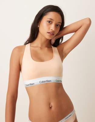 Calvin Klein Icon Cotton Modal unlined bralet in peach