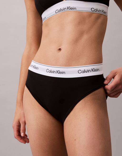 Calvin Klein – Icon Cotton Modal – Unterhose in Schwarz mit hohem Bund und Bikini-Schnitt