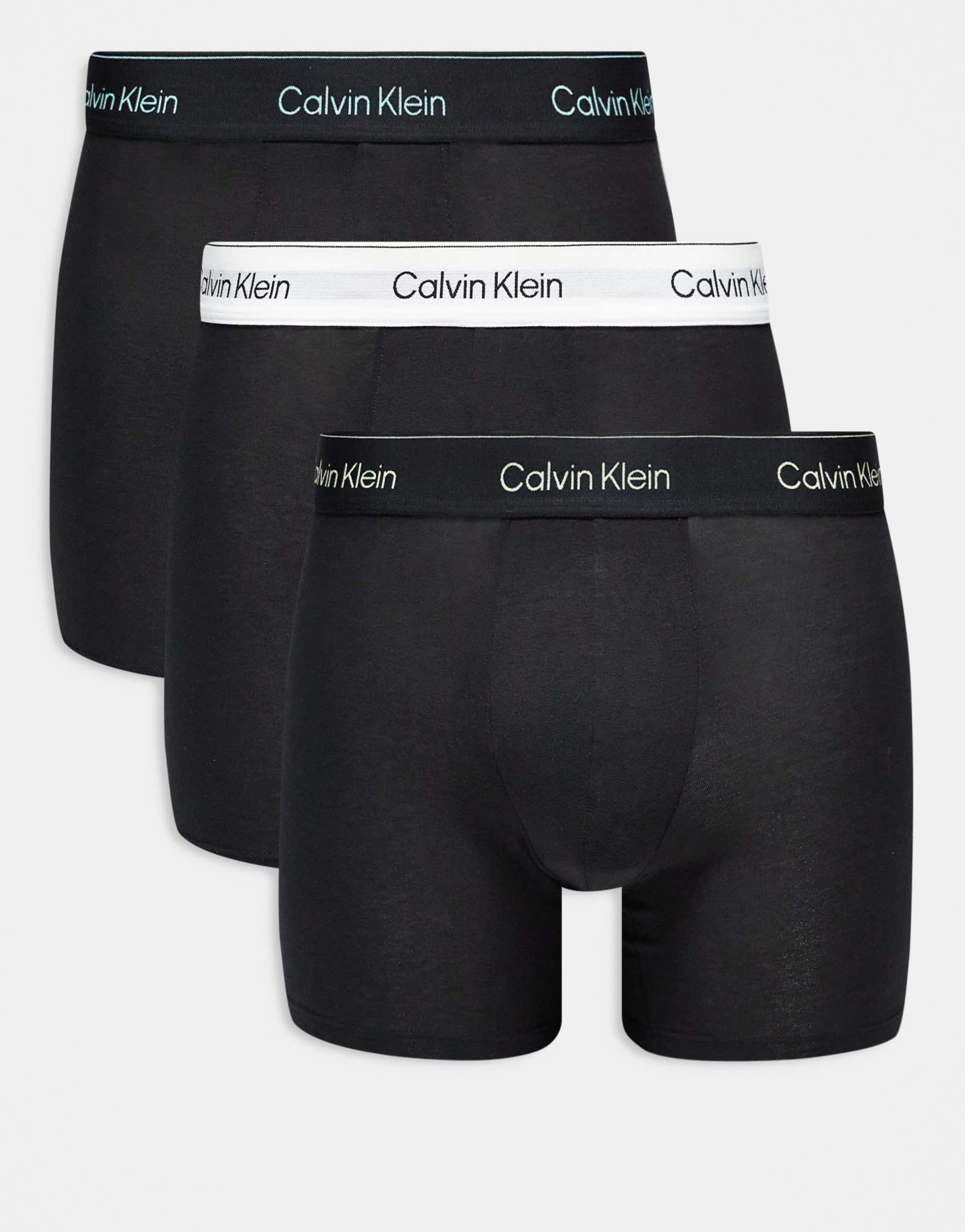 Хлопковые эластичные трусы-боксеры Calvin Klein Icon из 3-х упаковок черного цвета с черными поясами