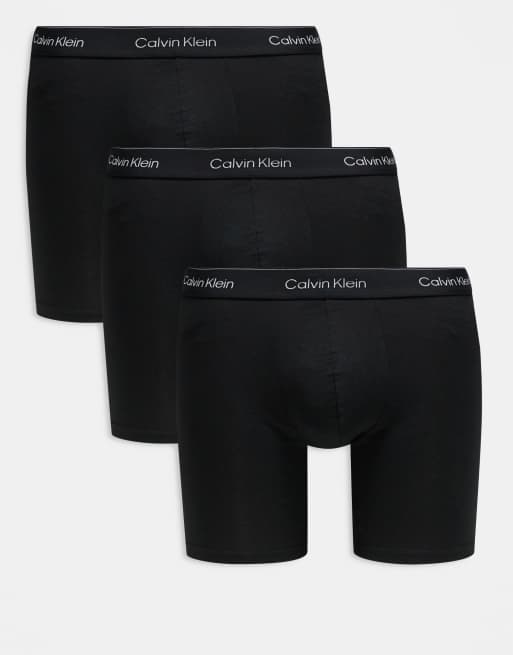 Calvin Klein Icon Cotton Stretch 3 pack boxer briefs in black with colored logo waistband