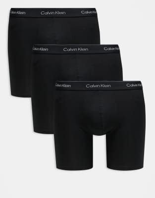 Calvin Klein Icon Cotton Stretch 3 Pack Boxer Briefs In Black