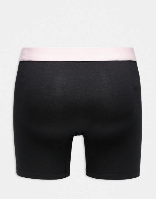 Calvin Klein Icon Cotton Stretch 3 pack boxer briefs in black with coloured waistbands, 3 of 3