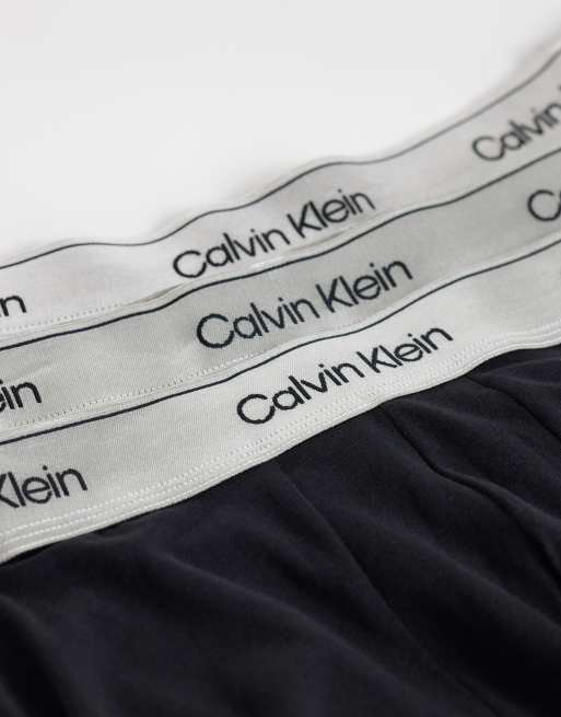 Calvin Klein Icon Cotton Stretch 3 pack boxer briefs in black with silver waistbands, 3 of 3